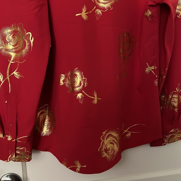 NWT Drill NYC red rose button down long sleeve size: L - Picture 9 of 9